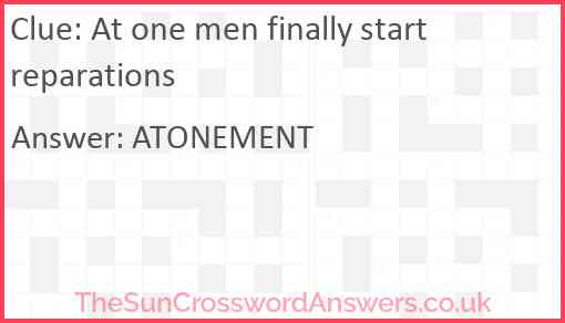 At one men finally start reparations Answer