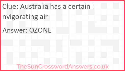 Australia has a certain invigorating air Answer