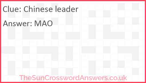 chinese-leader-crossword-clue-thesuncrosswordanswers-co-uk