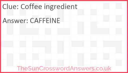 Coffee ingredient Answer