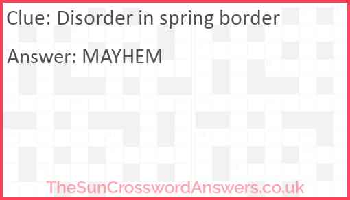 Disorder in spring border Answer
