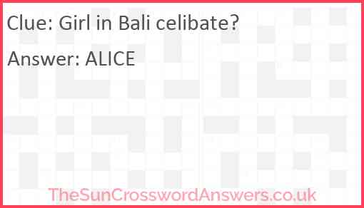 Girl in Bali celibate? Answer