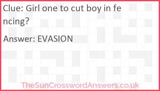 Girl one to cut boy in fencing? crossword clue TheSunCrosswordAnswers