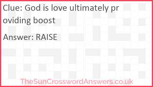 God is love ultimately providing boost Answer