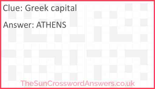 Greek capital crossword clue TheSunCrosswordAnswers co uk
