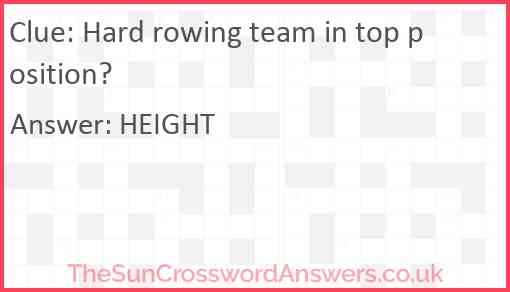Hard rowing team in top position? Answer