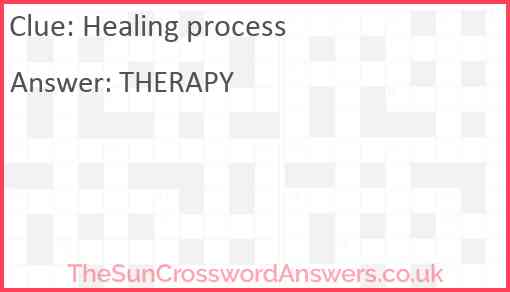Healing process crossword clue TheSunCrosswordAnswers co uk