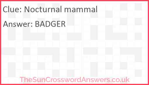 Nocturnal mammal Answer
