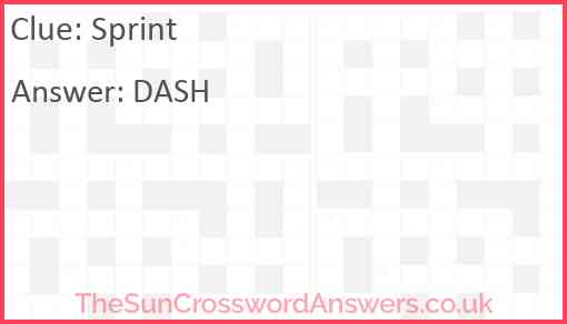 Sprint crossword clue TheSunCrosswordAnswers co uk