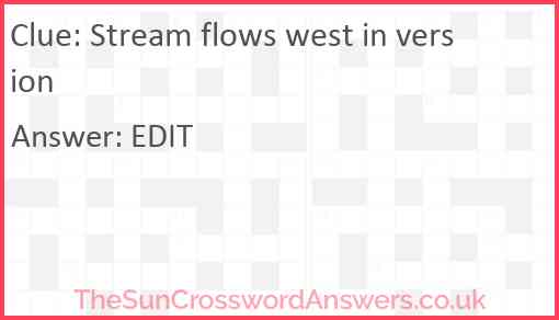 Stream flows west in version Answer