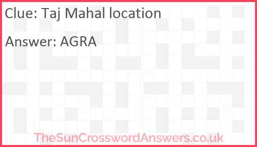Taj Mahal location Answer